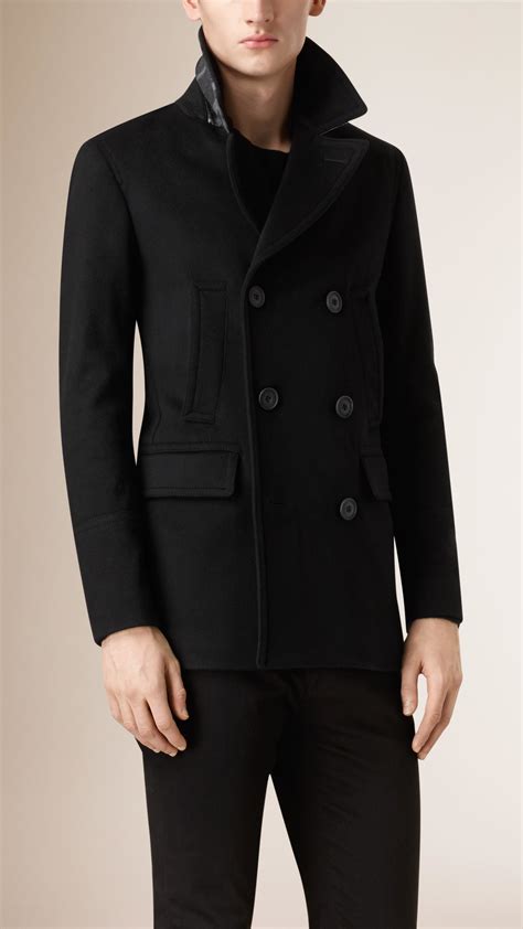 burberry mens wool coat|burberry pea coat men.